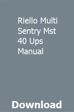 Riello Ups Mst 60 User Manual